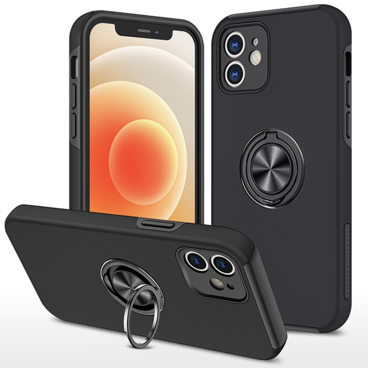 

PC + TPU Shockproof Magnetic Protective Case with Invisible Ring Holder For iPhone 12(Black)