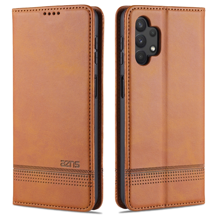 

For Samsung Galaxy A32 5G AZNS Magnetic Calf Texture Horizontal Flip Leather Case with Card Slots & Holder & Wallet(Light Brown)