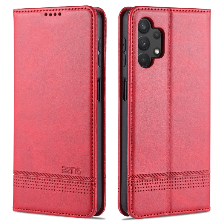 

For Samsung Galaxy A32 5G AZNS Magnetic Calf Texture Horizontal Flip Leather Case with Card Slots & Holder & Wallet(Red)