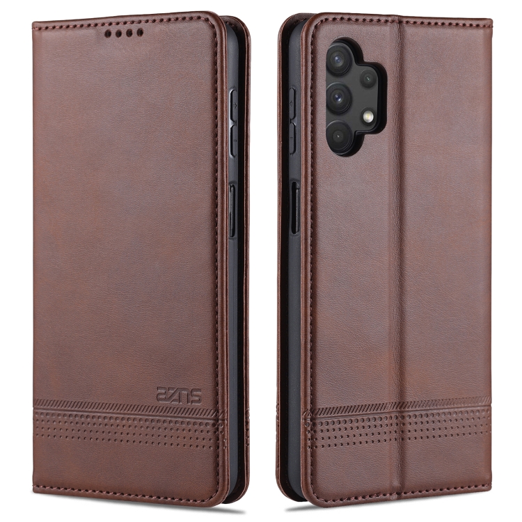 

For Samsung Galaxy A32 5G AZNS Magnetic Calf Texture Horizontal Flip Leather Case with Card Slots & Holder & Wallet(Dark Brown)