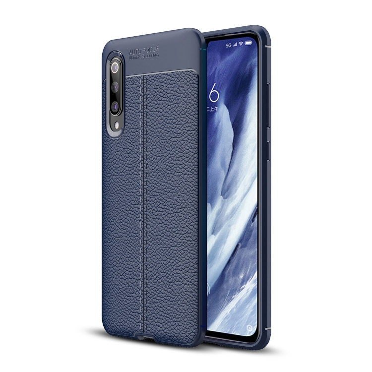

For Xiaomi Mi 9 Pro 5G Litchi Texture TPU Shockproof Protective Case(Navy Blue)