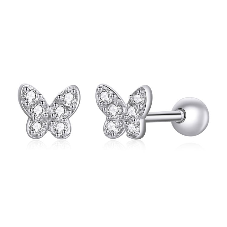 

S925 Sterling Silver Simple Butterfly Ear Studs Women Earrings