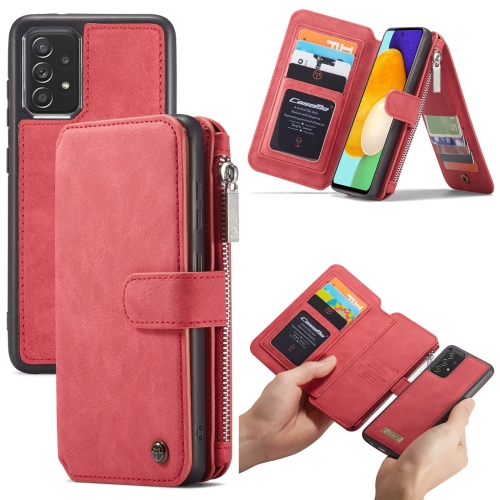 

For Samsung Galaxy A72 4G / 5G CaseMe Crazy Horse Texture Detachable Multifunctional Horizontal Flip Leather Case, with Card Slot & Holder & Zipper Wallet & Photo Frame(Red)