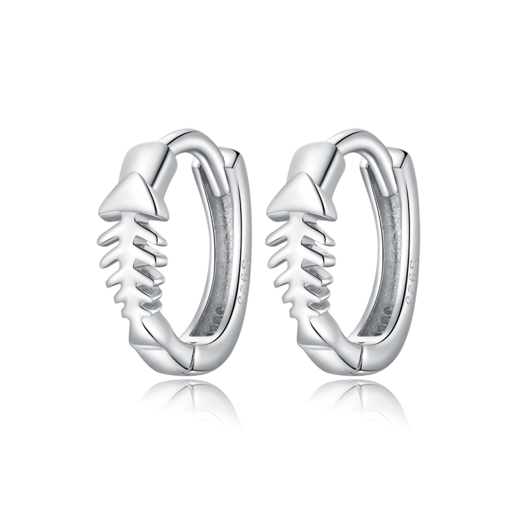 

S925 Sterling Silver Simple Fish Bone Ear Buckle Women Earrings