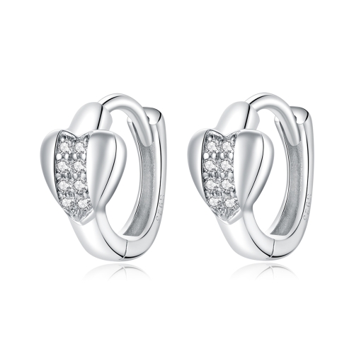 

S925 Sterling Silver Bright Heart Ear Buckle Women Earrings