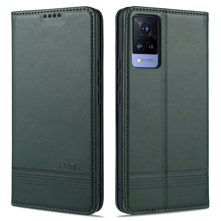 

For vivo S9e AZNS Magnetic Calf Texture Horizontal Flip Leather Case with Card Slots & Holder & Wallet(Dark Green)