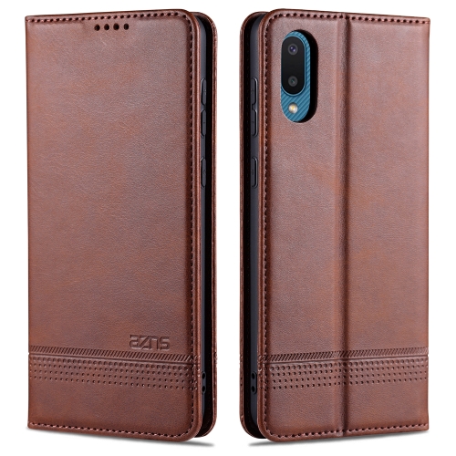 

For Samsung Galaxy A02 AZNS Magnetic Calf Texture Horizontal Flip Leather Case with Card Slots & Holder & Wallet(Dark Brown)