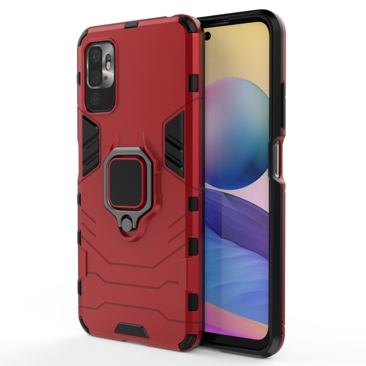 

For Xiaomi Redmi Note 10 5G Shockproof PC + TPU Protective Case with Magnetic Ring Holder(Red)