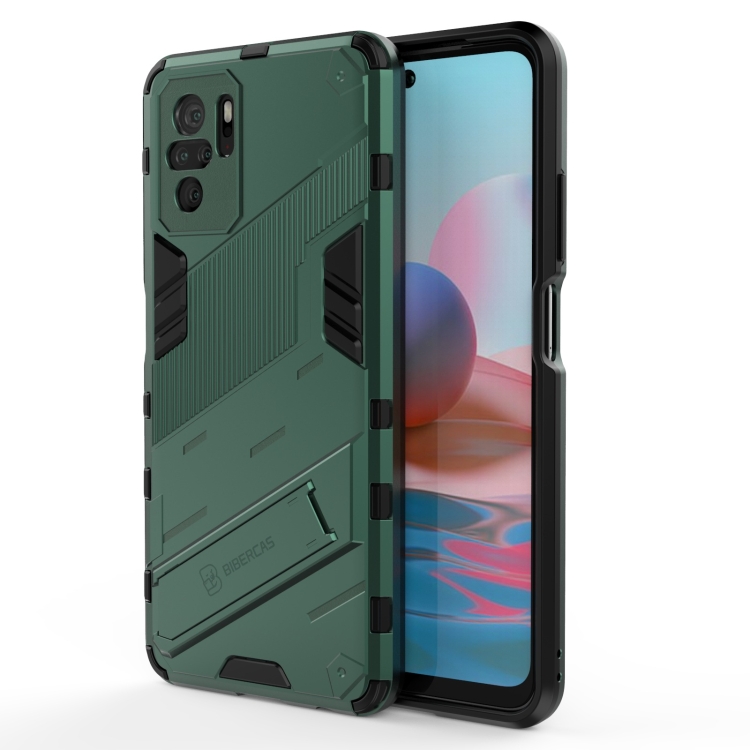 

For Xiaomi Redmi Note 10 Punk Armor 2 in 1 PC + TPU Shockproof Case with Invisible Holder(Green)