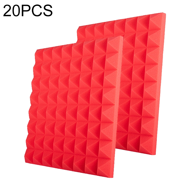 

20 PCS Pyramid Style Recording Studio Drum Video Room Sound Insulation Board Silencer Cotton(Red)