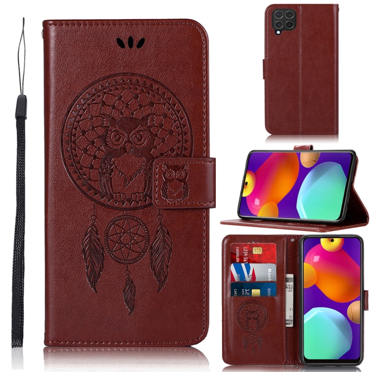 

For Samsung Galaxy M62 Wind Chime Owl Embossing Pattern Horizontal Flip Leather Case with Holder & Card Slots & Wallet(Brown)