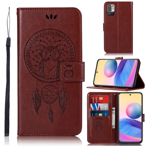 

For Xiaomi Redmi Note 10 5G Wind Chime Owl Embossing Pattern Horizontal Flip Leather Case with Holder & Card Slots & Wallet(Brown)