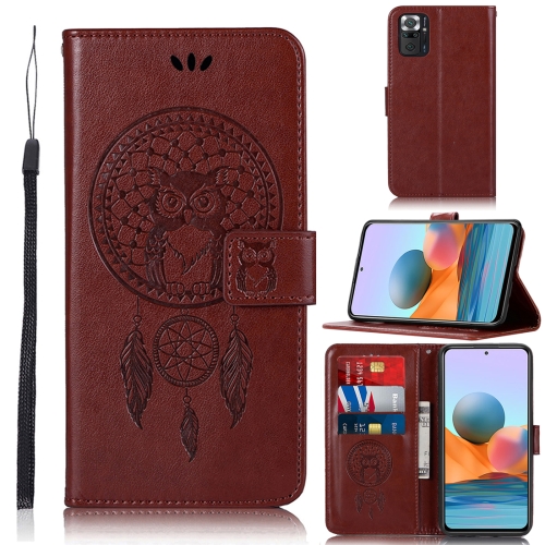

For Xiaomi Redmi Note 10 Pro Wind Chime Owl Embossing Pattern Horizontal Flip Leather Case with Holder & Card Slots & Wallet(Brown)