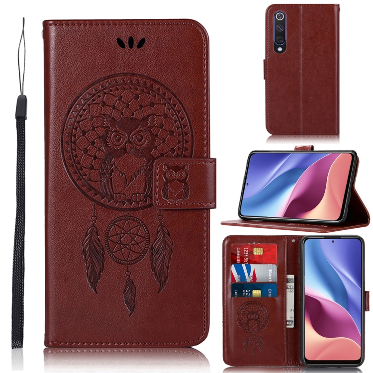 

For Xiaomi Mi 10 5G Wind Chime Owl Embossing Pattern Horizontal Flip Leather Case with Holder & Card Slots & Wallet(Brown)