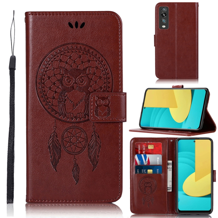 

For LG Stylo 7 5G Wind Chime Owl Embossing Pattern Horizontal Flip Leather Case with Holder & Card Slots & Wallet(Brown)