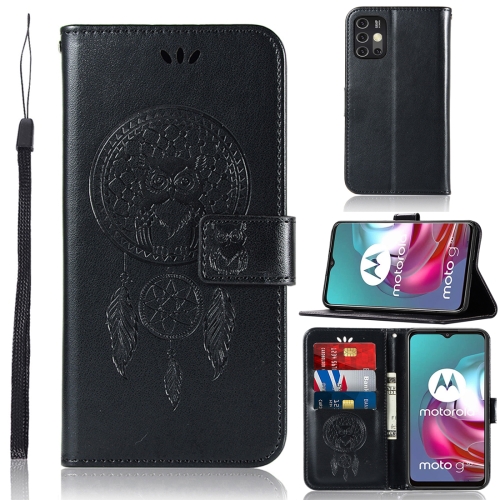 

For Motorola Moto G30 Wind Chime Owl Embossing Pattern Horizontal Flip Leather Case with Holder & Card Slots & Wallet(Black)