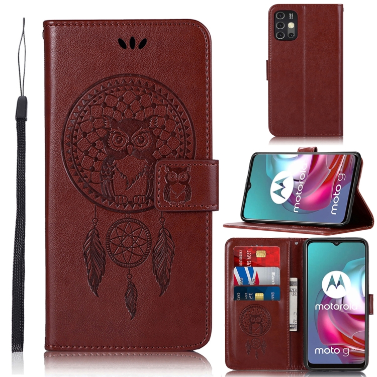 

For Motorola Moto G30 Wind Chime Owl Embossing Pattern Horizontal Flip Leather Case with Holder & Card Slots & Wallet(Brown)
