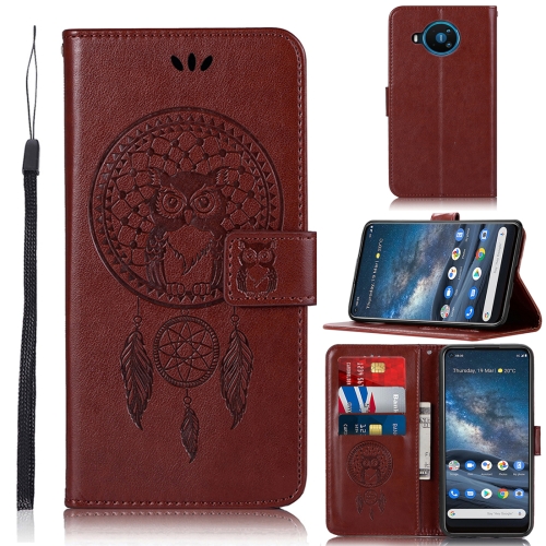 

For Nokia 8.3 Wind Chime Owl Embossing Pattern Horizontal Flip Leather Case with Holder & Card Slots & Wallet(Brown)