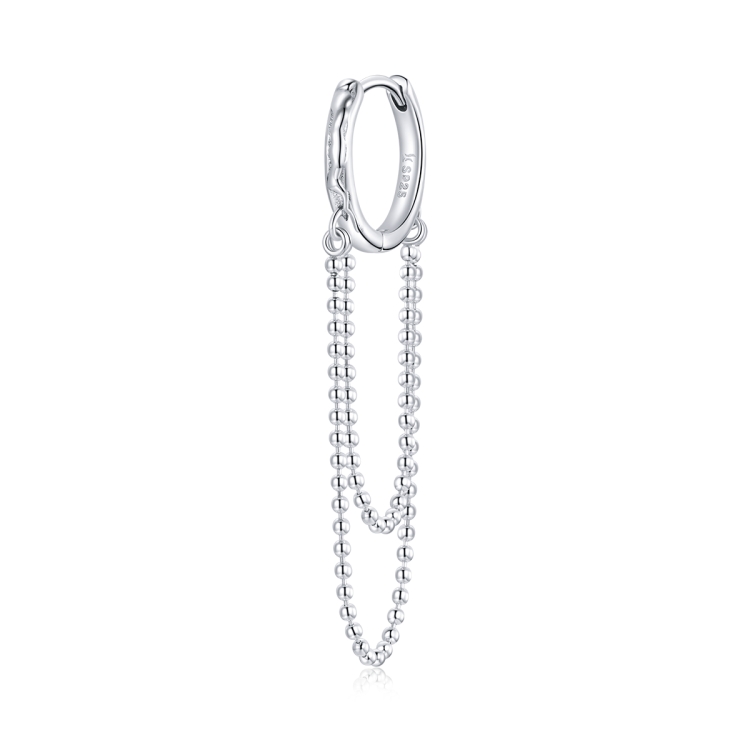

S925 Sterling Silver Tassel Long Bead Chain Ear Buckle Women Earrings
