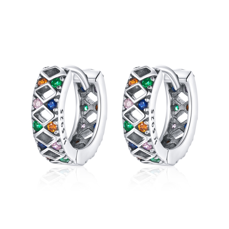 

S925 Sterling Silver Simple Cube Hollow Women Earrings