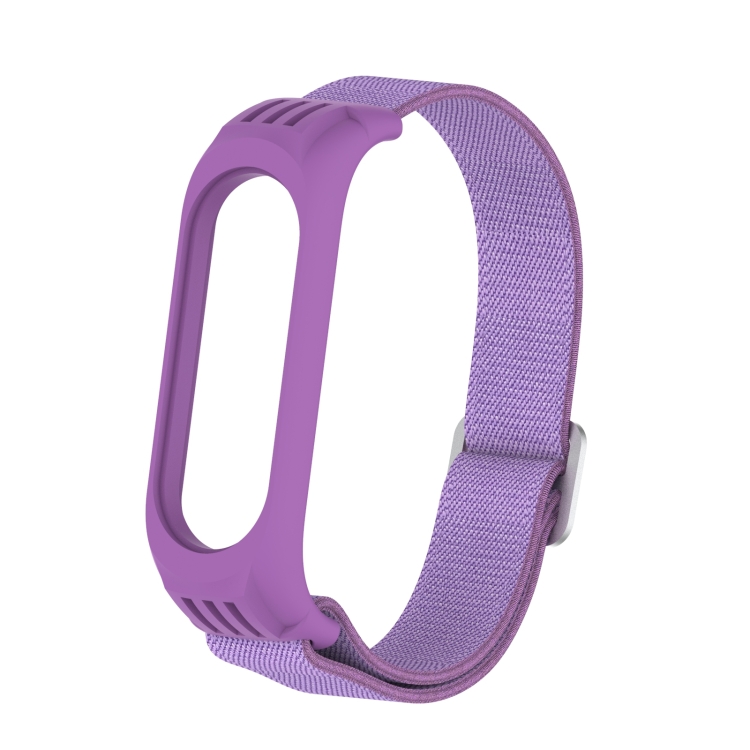 

For Xiaomi Mi Band 3 / 4 / 5 Twill 8-shaped Buckle Elastic Replacement Strap Watchband(Purple)