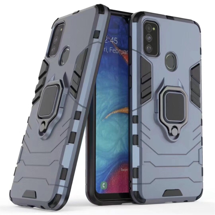 

For Galaxy M30s Shockproof PC + TPU Case with Magnetic Ring Holder(Navy Blue)