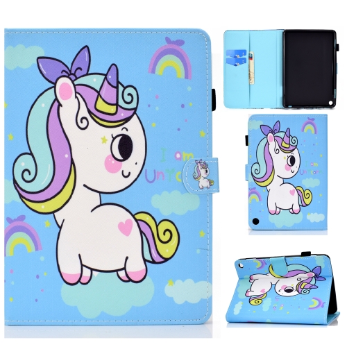 

Painted Pattern TPU Horizontal Flip Leather Protective Case For Kindle Fire HD 8 (2020)(Rainbow Unicorn)