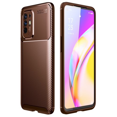 

For OPPO F19 Pro+ 5G Carbon Fiber Texture Shockproof TPU Case(Brown)