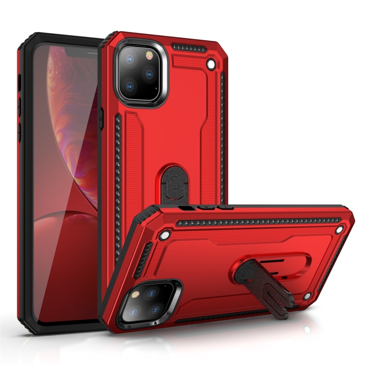 

For iPhone 11 Pro Shockproof PC + TPU Protective Case with 360 Degree Rotating Holder(Red)