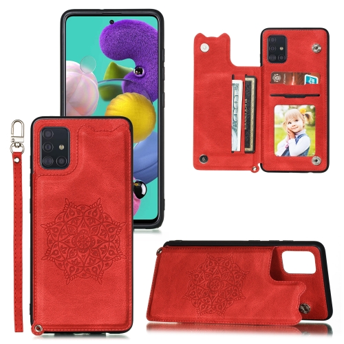 

For Samsung Galaxy A32 5G Mandala Embossed PU + TPU Case with Holder & Card Slots & Photo Frame & Strap(Red)