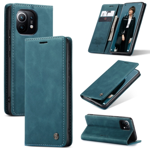 For Xiaomi Mi 11 CaseMe 013 Multifunctional Horizontal Flip Leather Case with Holder & Card Slot & Wallet(Blue)