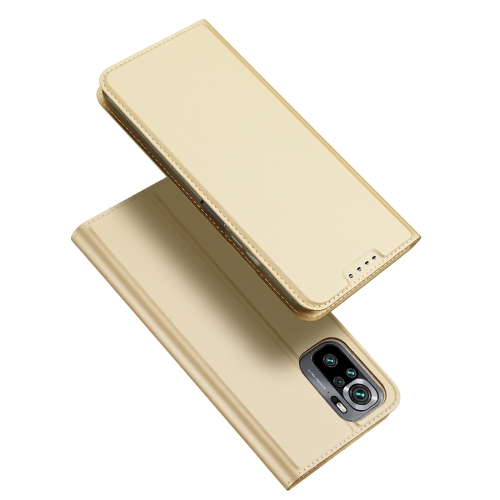 

For Xiaomi Redmi Note 10 4G / Note 10S DUX DUCIS Skin Pro Series Horizontal Flip PU + TPU Leather Case with Holder & Card Slots(Gold)