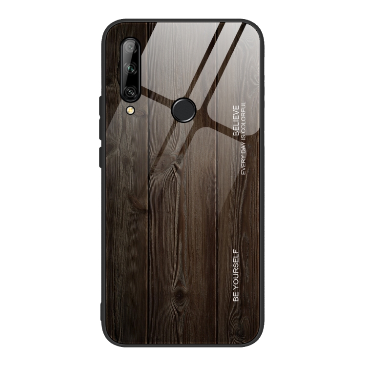 

For Huawei Enjoy 10 Plus Wood Grain Tempered Glass + TPU Shockproof Case(M01)