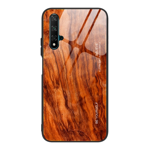 

For Huawei Honor 20 Wood Grain Tempered Glass + TPU Shockproof Case(M06)