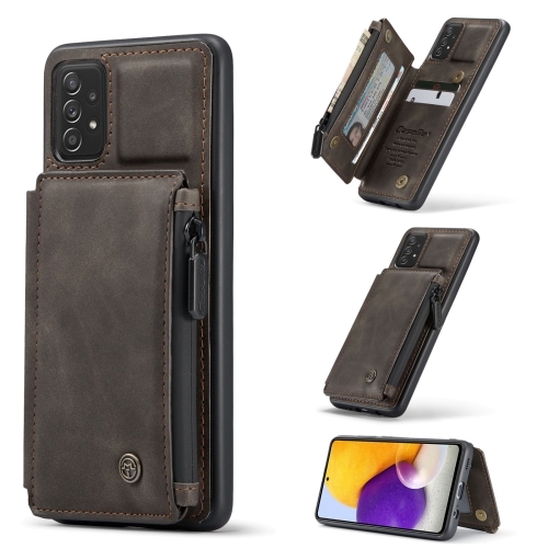 

For Samsung Galaxy A72 4G / 5G CaseMe C20 Multifunctional PC + TPU Protective Case with Holder & Card Slot & Wallet(Dark Coffee)