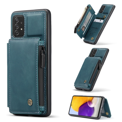 

For Samsung Galaxy A72 4G / 5G CaseMe C20 Multifunctional PC + TPU Protective Case with Holder & Card Slot & Wallet(Blue)