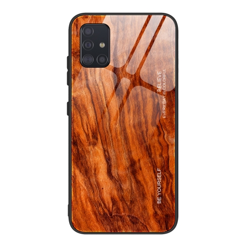 

For Samsung Galaxy A51 Wood Grain Tempered Glass + TPU Shockproof Case(M06)