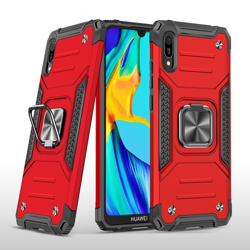 

For Huawei Y6 Pro(2019) Magnetic Armor Shockproof TPU + PC Case with Metal Ring Holder(Red)