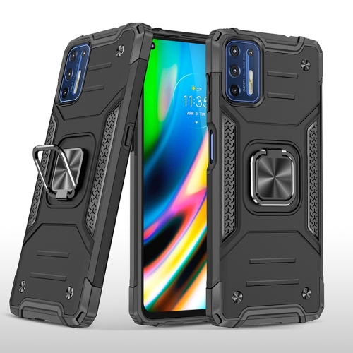 

For Motorola Moto G9 Plus Magnetic Armor Shockproof TPU + PC Case with Metal Ring Holder(Black)