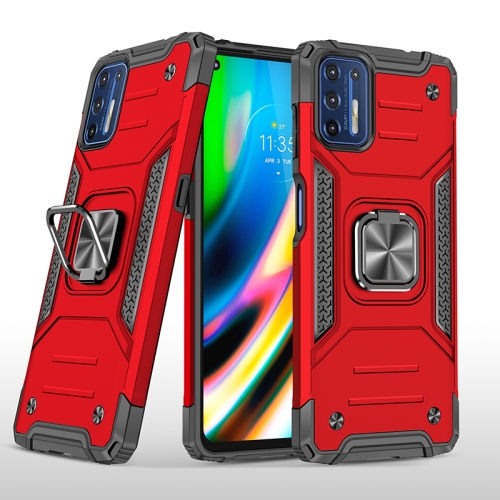 

For Motorola Moto G9 Plus Magnetic Armor Shockproof TPU + PC Case with Metal Ring Holder(Red)