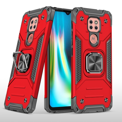 

For Motorola Moto G9 Magnetic Armor Shockproof TPU + PC Case with Metal Ring Holder(Red)