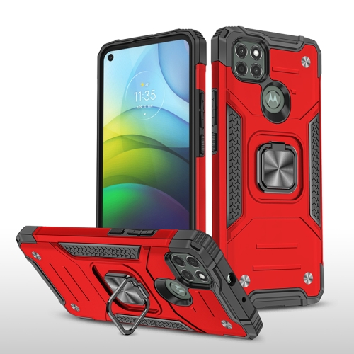 

For Motorola Moto G9 Power Magnetic Armor Shockproof TPU + PC Case with Metal Ring Holder(Red)