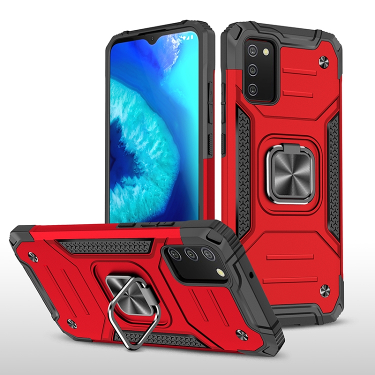 

For Samsung Galaxy A02s(US Version) Magnetic Armor Shockproof TPU + PC Case with Metal Ring Holder(Red)