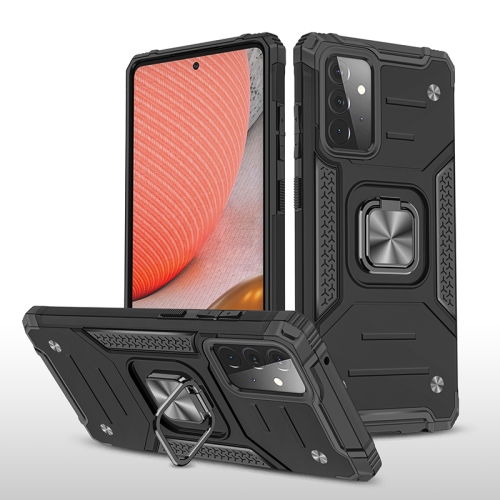 

For Samsung Galaxy A72 5G / 4G Magnetic Armor Shockproof TPU + PC Case with Metal Ring Holder(Black)