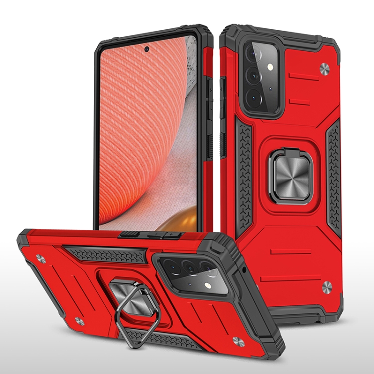 

For Samsung Galaxy A72 5G / 4G Magnetic Armor Shockproof TPU + PC Case with Metal Ring Holder(Red)