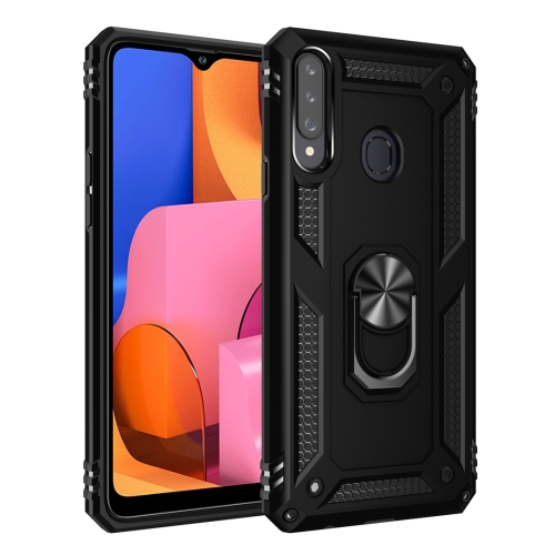 

For Galaxy A20s Armor Shockproof TPU + PC Protective Case with 360 Degree Rotation Holder(Black)