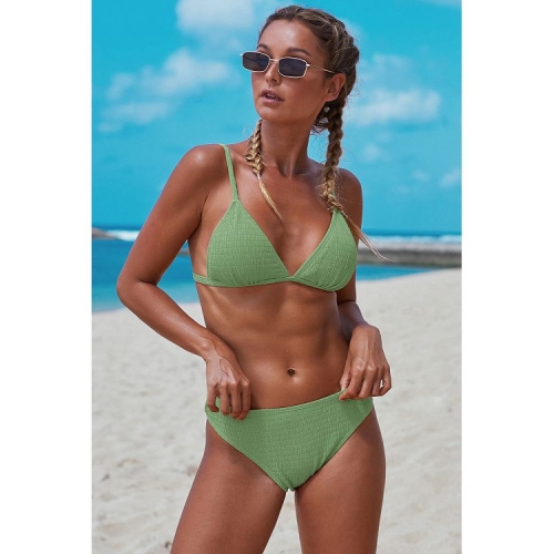 

Women Sexy Solid Color Swimsuit Beach Vacation Bikini, Size:M(Green)