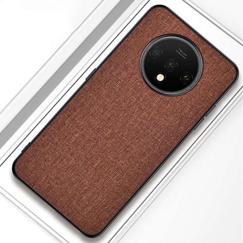 

For OnePlus 7T Shockproof Cloth Texture PC+ TPU Protective Case(Brown)