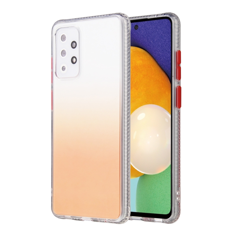 

For Samsung Galaxy A72 Gradient Shockproof TPU + Acrylic Case with Detachable Buttons(Orange)