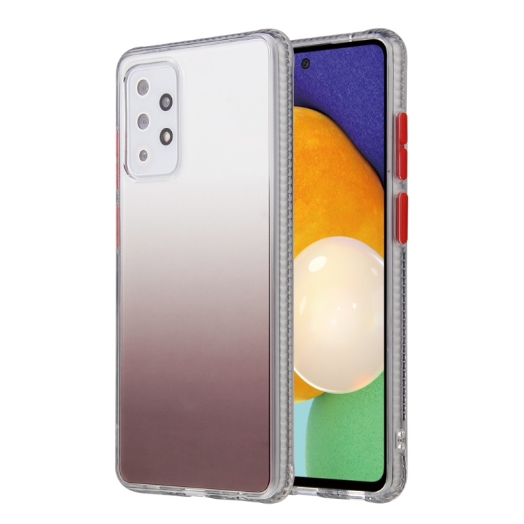 

For Samsung Galaxy A72 Gradient Shockproof TPU + Acrylic Case with Detachable Buttons(Brown)